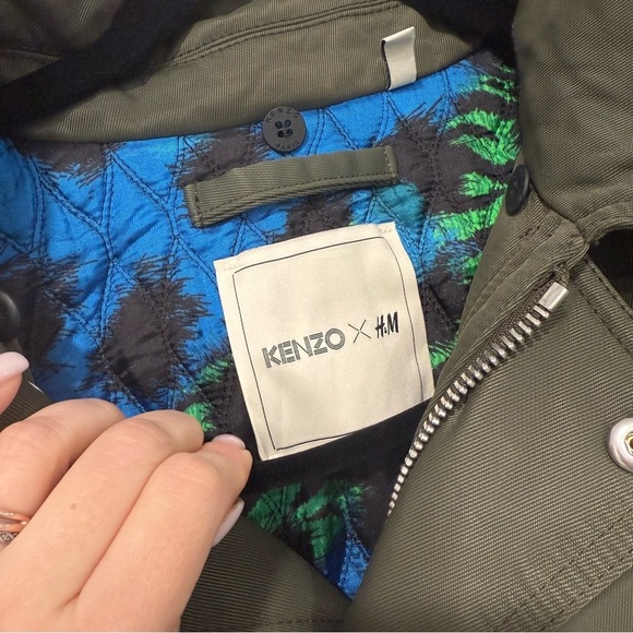 Kenzo x H&M Army Green Long Trench Parka Jacket S - Picture 2 of 10
